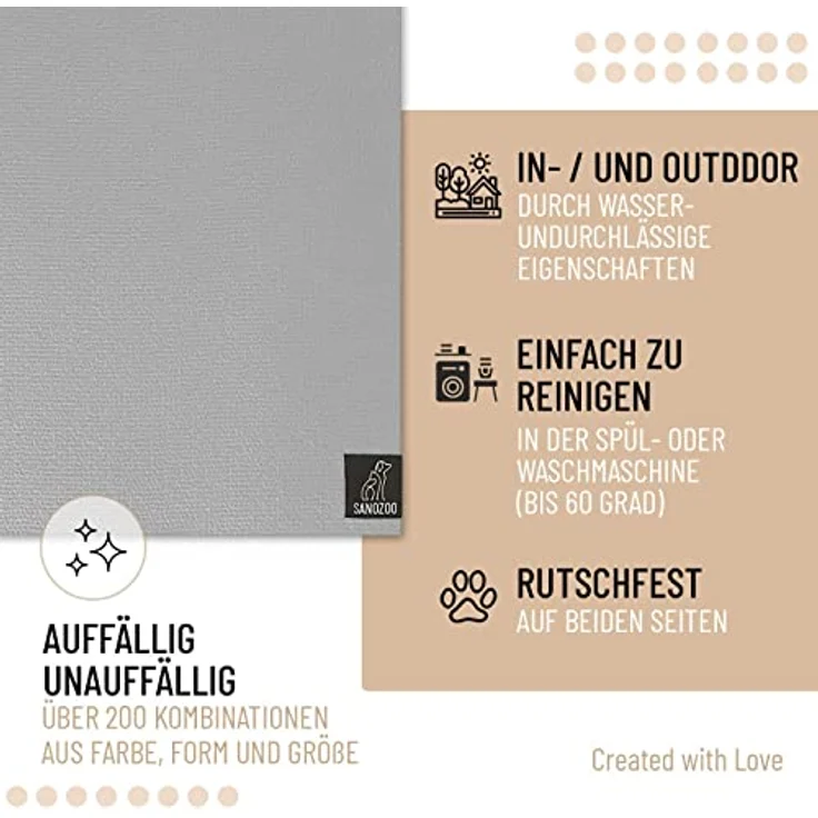 SanoZoo® Napfunterlage - Öko-TEX - Made in Germany - rutschfeste Futtermatte für Hunde & Katzen 60x90 cm Grau, wasserfest – Bild 6