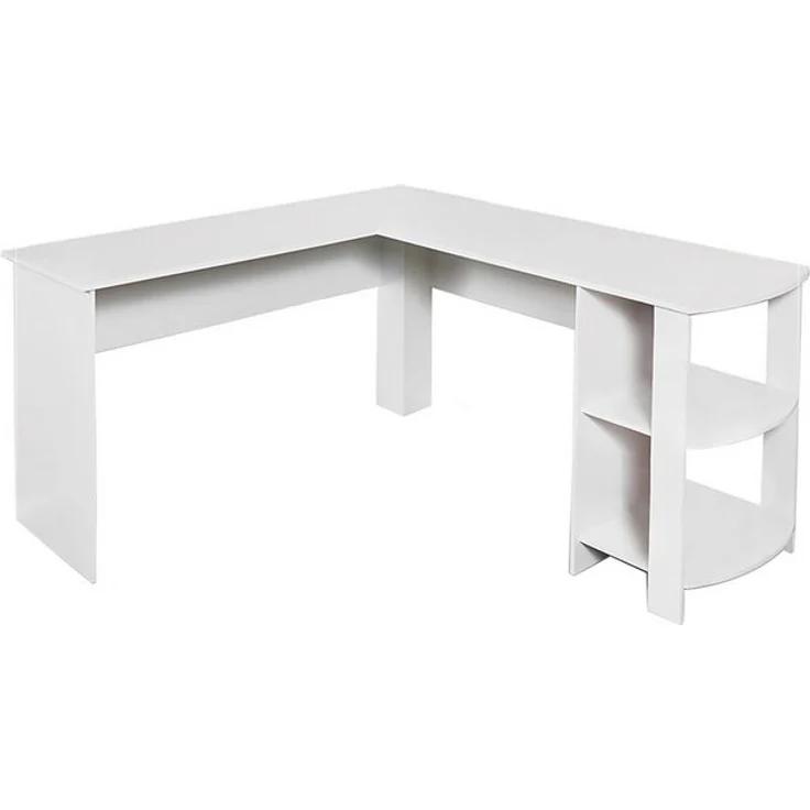 Mondeer Eckschreibtisch L-Computertisch, L-Förmig Schreibtisch mit 2 abgerundeten Ablagen, Weiß – Bild 4