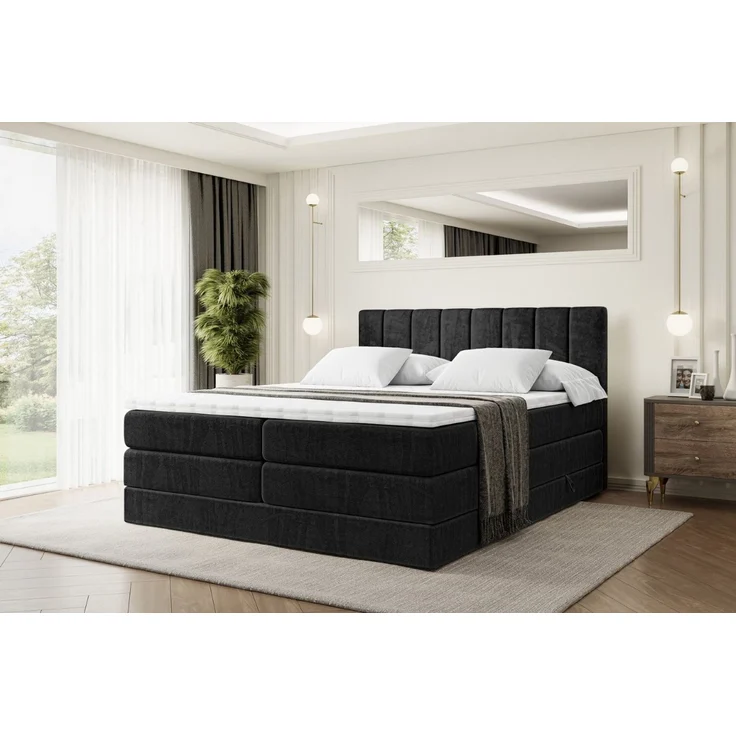 ALTDECOR Boxspringbett OTTA KING (Multipocket-Matratze H4, H3 Matratze Bonellfederung, Topper, Kopfteil) – Bild 1