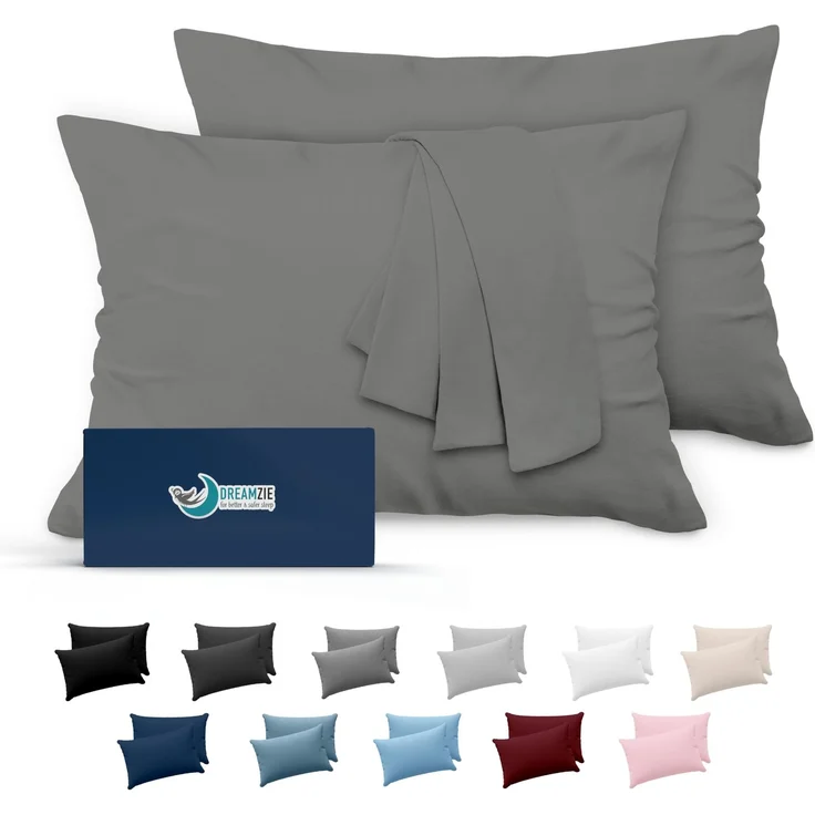 Dreamzie Kissenbezug 40x80 Anthrazit 2er Set Mikrofaser Oeko-TEX Zertifiziert Kopfkissenbezug 40x80 Weich