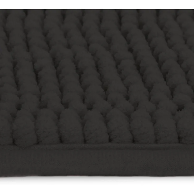 Beautissu Badematte rutschfest 50x50 cm Chenille Badezimmerteppich Flauschig Badteppich rutschfest waschbar Badvorleger Bad Teppich Badezimmer Duschvorleger Badematte Schwarz – BeauMare WR – Bild 3