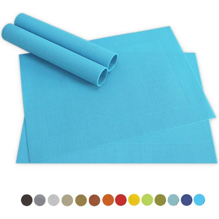 matches21 HOME & HOBBY Platzset Tischsets BORDA 4er Set Türkis-blau als Tischuntersetzer, (4-St), Abwaschbare Platzsets als Tischunterlagen für Ess-Tisch Tisch-Deko
