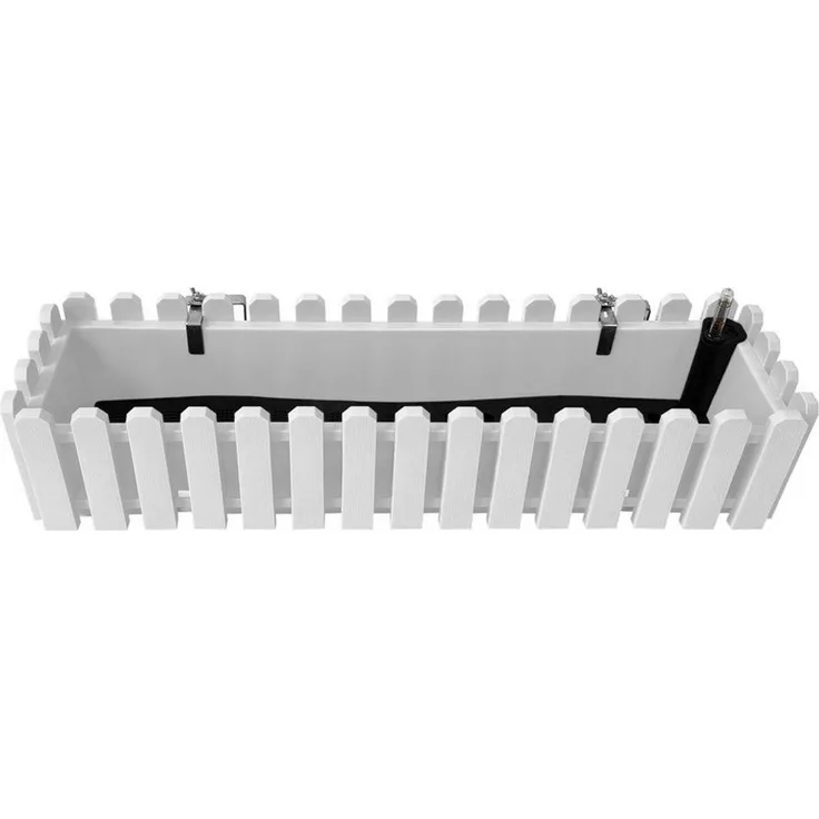 HTI-Living Blumenkasten Blumenkasten mit Wasserspeicher Nessa 75 cm Weiß (Stück, 1 St, 1 Blumenkasten), inklusive Wasserstandsanzeige und Balkonhalterung