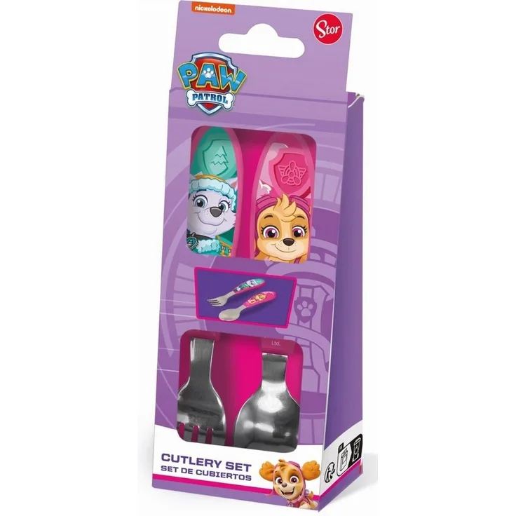 PAW PATROL Kinderbesteck Paw Patrol Girl Superpowers Metall-Ergo-Besteckset, 2-tlg. (2-tlg), Edelstahl