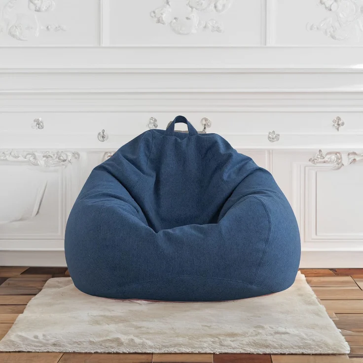 AD.CON Sitzsack mit Füllung, Marineblau, 120 x 120 x 60 350L, Styropor-Regranulat – Bild 5