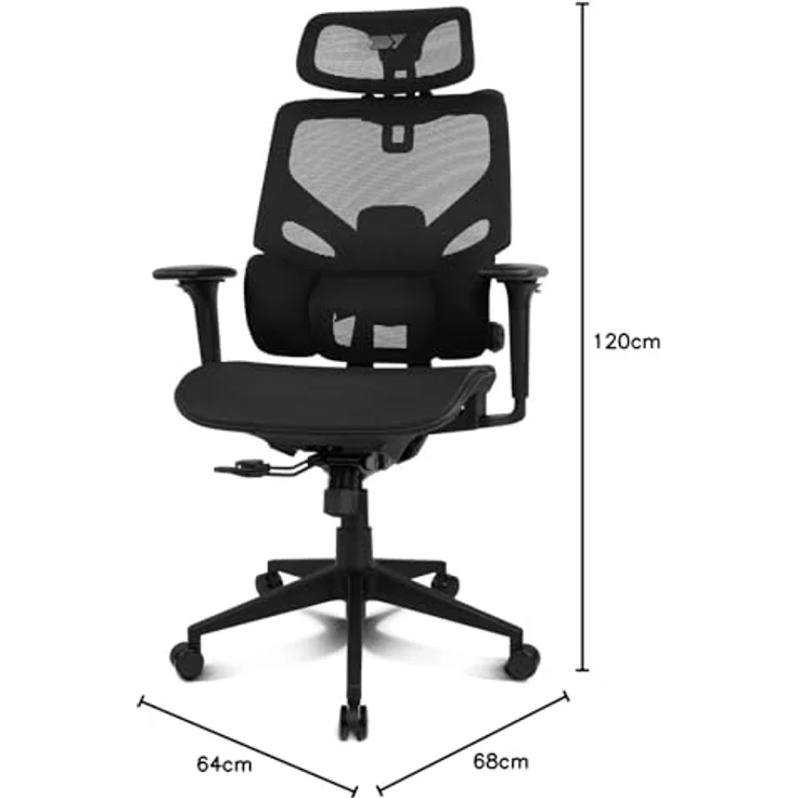 DRIFT GAMING DRAIR400 - Professioneller Gaming Chair, hochwertiges Mesh und verstärktes Polymer, 4D verstellbare gepolsterte Armlehnen, Kolbenklasse 4, drehbar, neigbar, verstellbar, schwarz. – Bild 2