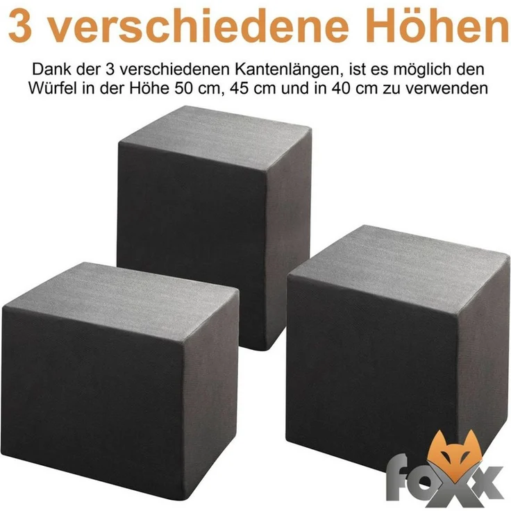 Bezug für Schaumstoffwürfel S-M anthrazit 30x35x40 cm - Auswahl: nur Bezug, Größe: S-M – Bild 3