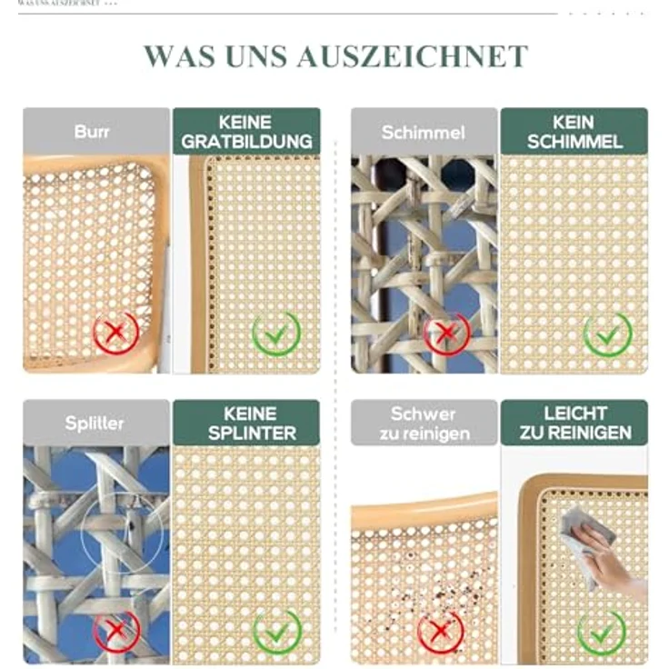 COLAMY Rattan Esstischstühle 4er Set, Samtbezug mit Metallgestell, Grün – Bild 6