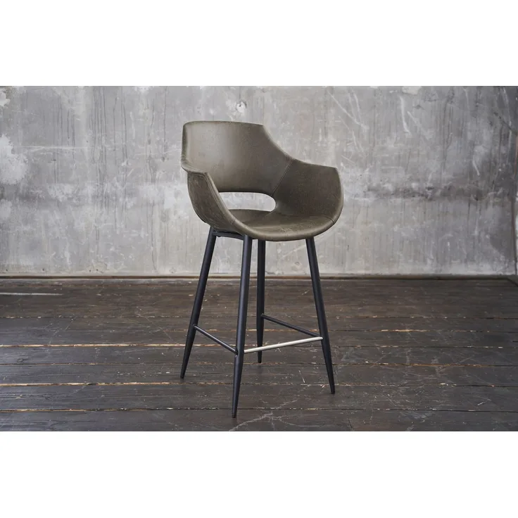KAWOLA Thekenhocker ZAJA Barstuhl Sitzhöhe 65 cm Microfaser oliv 103 x 59 x 57 cm