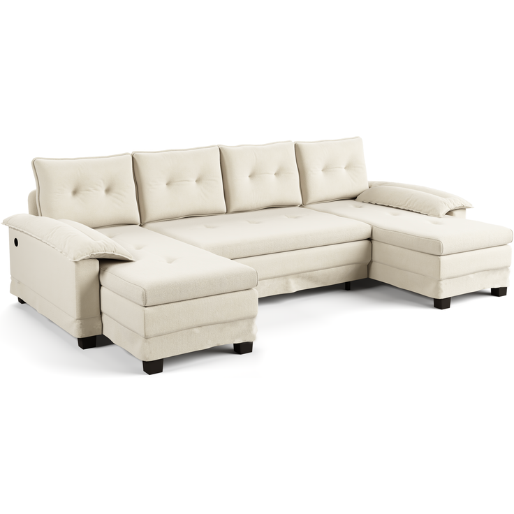 ZUBALIYA Schlafsofa 127x87 cm, mit USB - Anschluss, mit Ausziehbett, mit Chenille - Bezug, mit Samtbezug, modular aufgebaut, Weiß – Bild 19