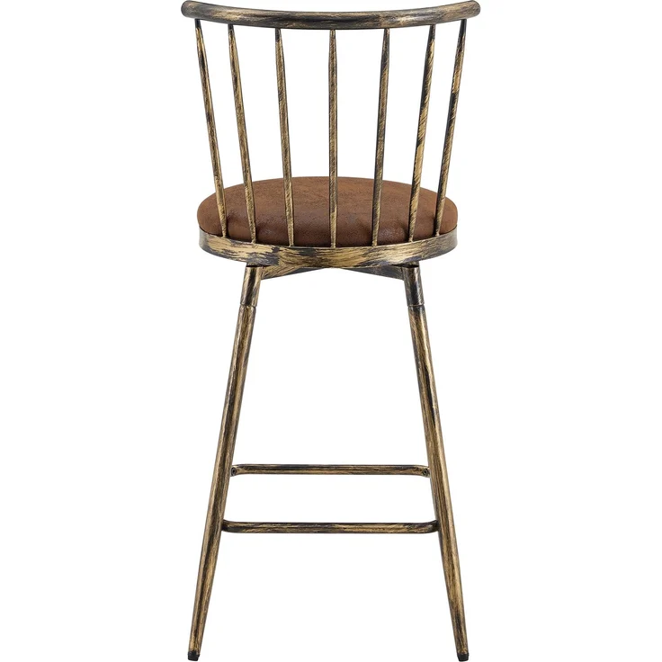 Moderner Metall-Barhocker im Windsor-Stil mit gepolstertem Sitz für Kücheninseln, Bars, Restaurants; Barhocker im Industrial-Stil in Barhöhe; Vintage- und Minimalismus-Stil--Braun--96x39x39cm--YOUDENOVA – Bild 7
