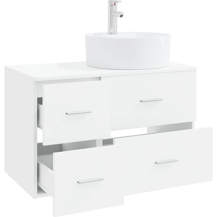 vidaXL Badezimmerschrank-Set 2 stk. Weiß 79,5 x 44,5 x 82 cm 3403984 – Bild 3