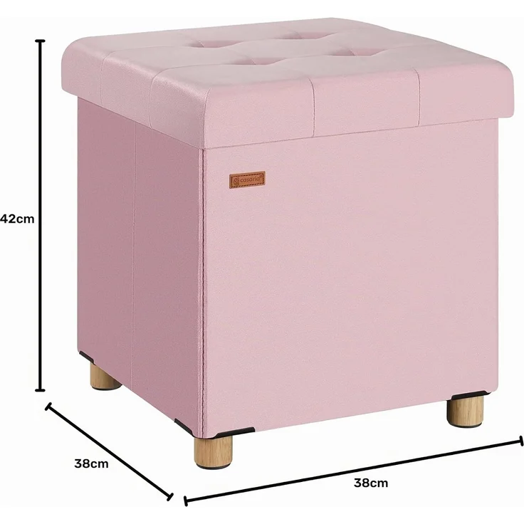 CASARIA® Sitzhocker mit Stauraum, Samt, rosa – Bild 2