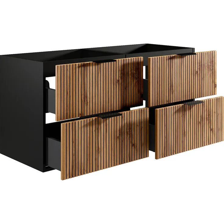 Vente-unique - MADELA Waschbeckenmöbel Holz, Platte SchwarzBeige - B 46 cm x H 57 cm x L 120 cm – Bild 4