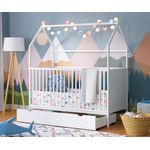 Bellabino 'Nika' Hausbett 70x140 cm mit Schublade, weiß lackiert, 3-fach höhenverstellbar, inkl. Lattenrost