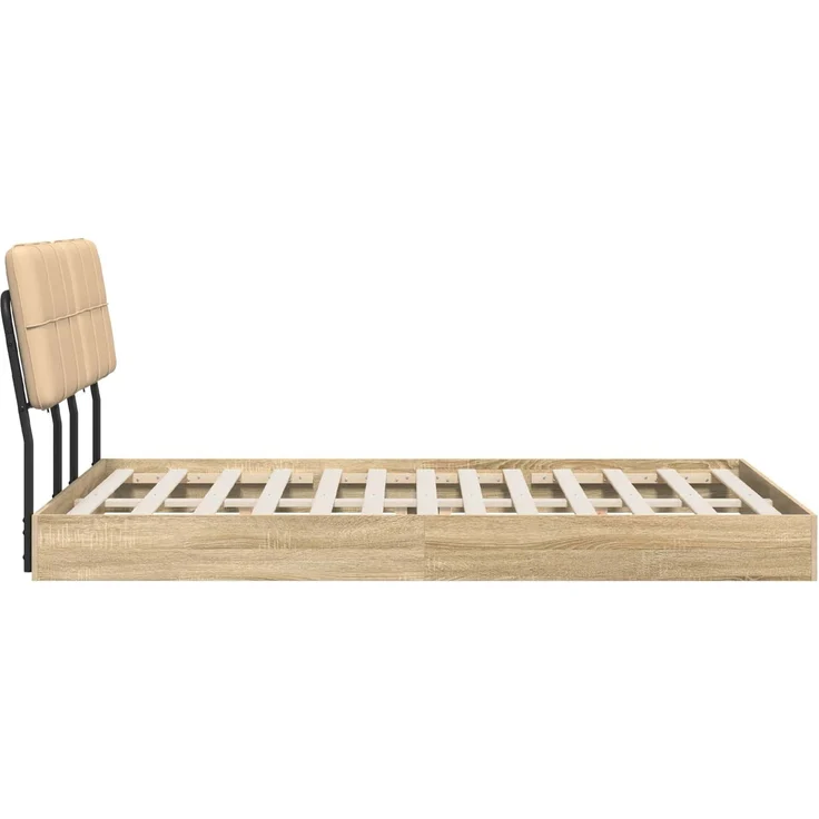 vidaXL Bettgestell mit Kopfteil Sonoma-Eiche und Creme 135 x 190 cm 8003103 – Bild 4