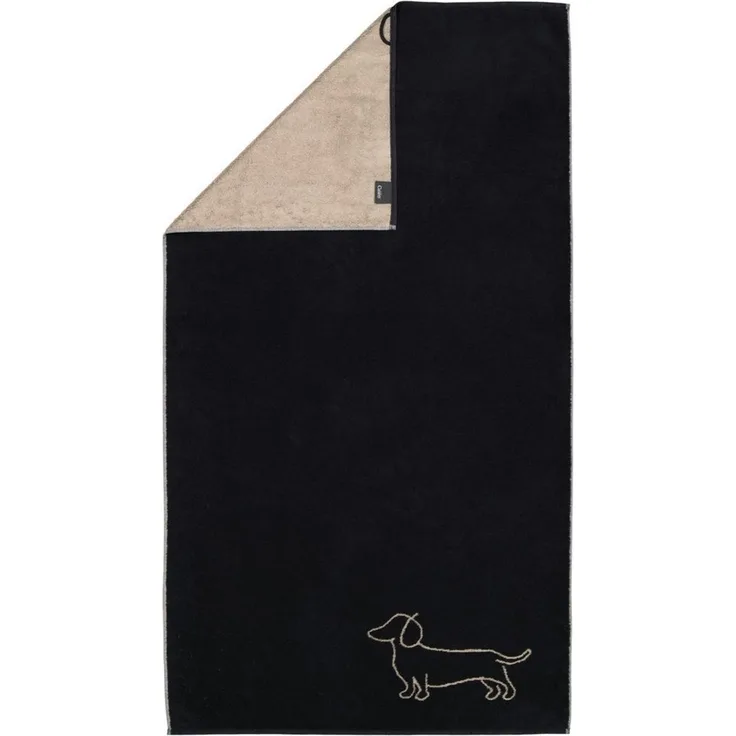 Cawö Handtuch Cawö Handtuch Duschtuch Gästetuch We love Dogs 6248-93 Dackel Schwarz, Walkfrottier, 100% Baumwolle