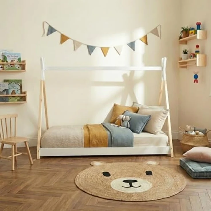 BAÏTA Tipibett für Kinder Montessori Tiny – Massivholz Kiefer Natur – 90x190 cm Tinytipi Natur/Weiß – Bild 4
