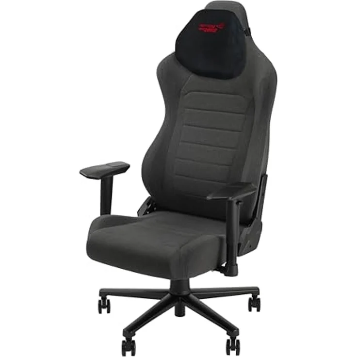 ASUS ROG AETHON Fabric Ergonomischer Gaming-Stuhl, Stahlgestell, integrierte Lendenwirbelstütze, gepolsterte 2D-Armlehnen, Bezug aus Stoff und Schaumstoffkissen, maximales Gewicht 136 kg, Grau – Bild 3