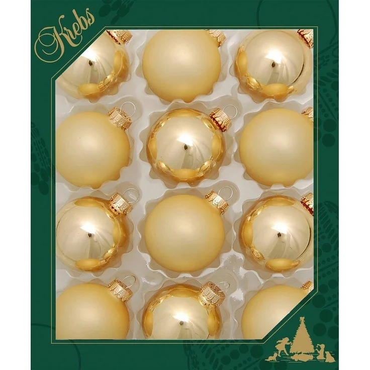 Krebs Glas Lauscha Weihnachtsbaumkugel Glaskugelsortiment Goldfarben Glanz/Satin, Ø ca. 5 cm (12 St), Weihnachtsdeko, Christbaumschmuck, Christbaumkugeln aus Glas – Bild 3