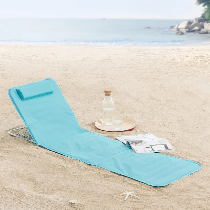 en. casa 'Cellorigo' Strandmatte, 2er Set, Stahl Grau, Polyester Türkis, 160x49 cm – Bild 2
