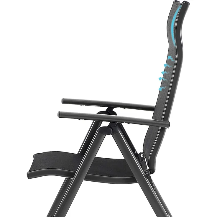 Gartenstuhl, Klappstuhl, Outdoor-Stuhl mit robustem Aluminiumgestell, Rückenlehne 8-stufig verstellbar, bis 150 kg belastbar, schwarz GCB02BK – Bild 3