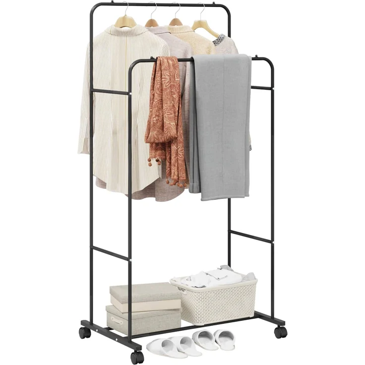 vidaXL Kleiderständer Uni Schwarz 80 x 53 x 156 cm 42021354 – Bild 2