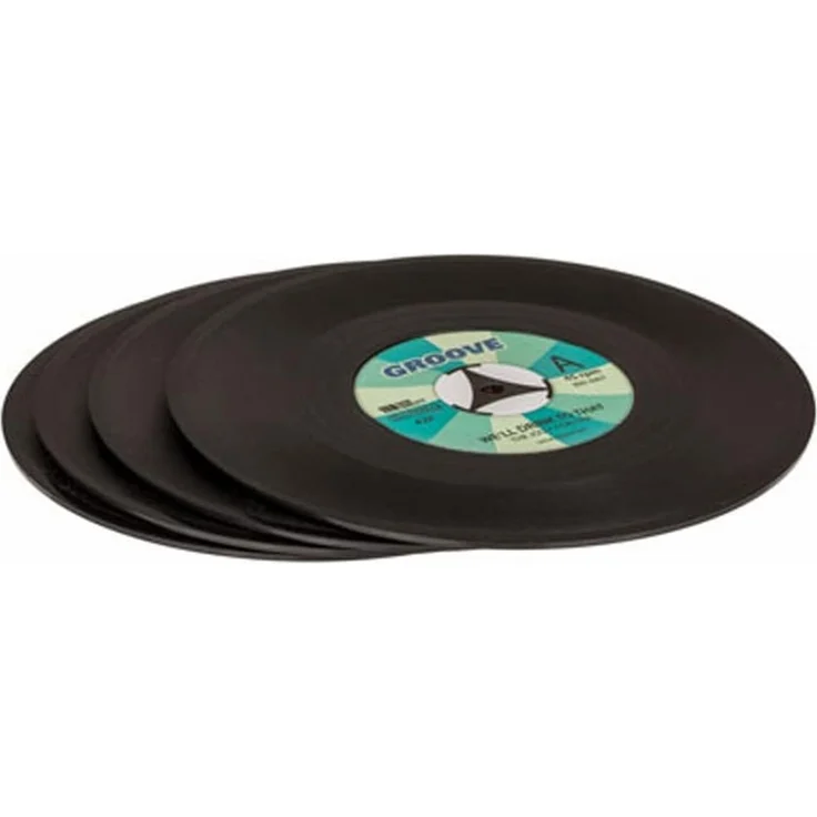 HAC24 Platzset Tischmatte Vinyl Schallplatte Tisch Untersetzer Rund Platzdeckchen, (Set, 8-St), 4x Tischset Ø 39 cm & 4x Glasuntersetzer Ø 11 cm – Bild 4