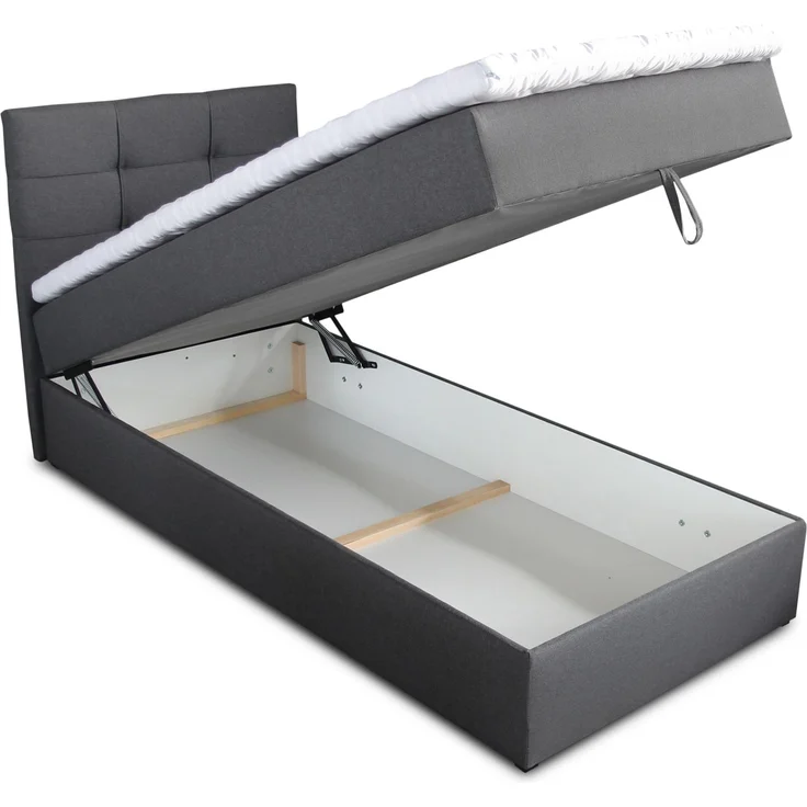Boxspringbett Best Mini mit Bettkasten und Matratzentopper - Einzelbett mit Bonell-Matratze und Topper, Polsterbett, Bett, Schlafzimmer (Beige (Inari 22), 100 x 200 cm) – Bild 2