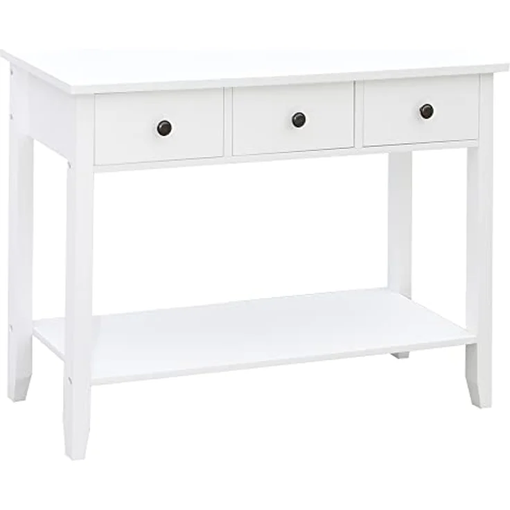Vida Designs Windsor Konsolentisch, 3 Schubladen, weißes Holz, weiß – Bild 9