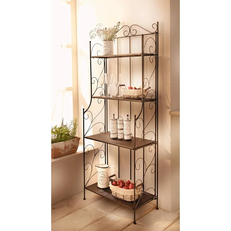 großes Metallregal mit 4 Böden, schwarz, im Antik Design – Bild 7