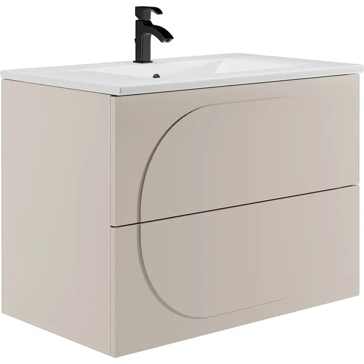 Vente-unique - Badmöbel Wandschrank + Einbauwaschbecken - Beige - 80 cm - VUTOMA