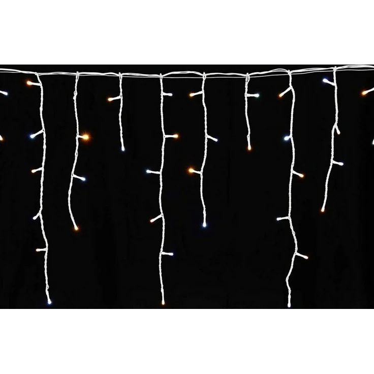 Gartenpirat Eisregen LED Lichterkette 6 m 240 LED warmweiß/kaltweiß Weihnachtsbeleuchtung Timer außen innen