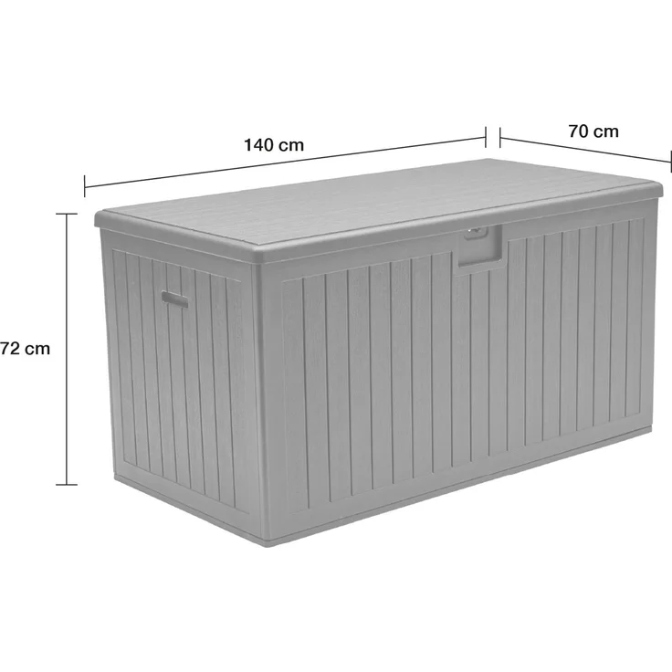 Aufbewahrungsbox Lilo Kissenbox Gartentruhe 140x70 cm Holzmaserung Schwarz – Bild 2