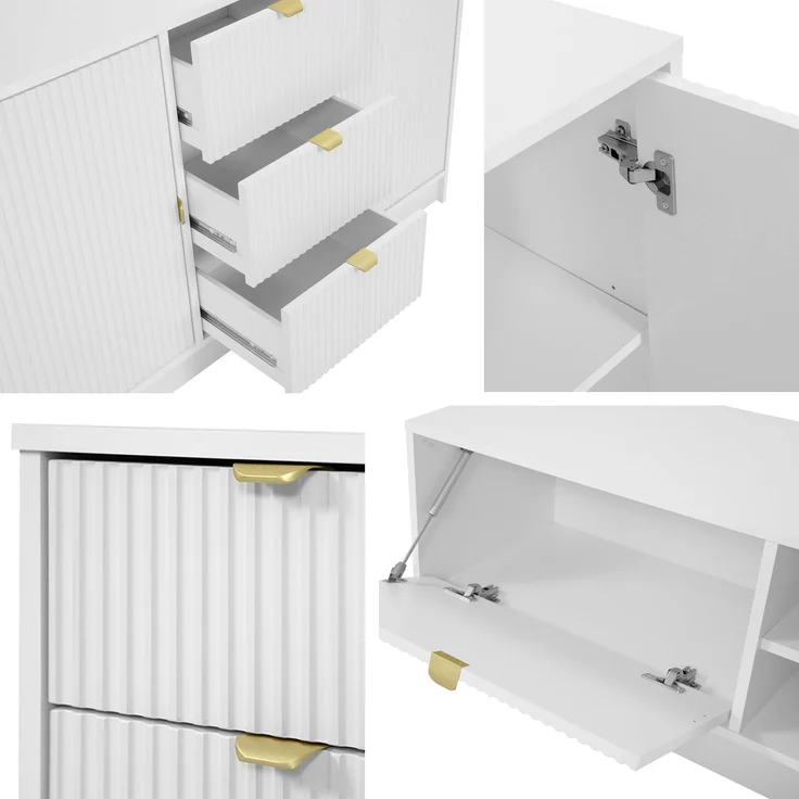 Mirjan24 'Tireno EF' TV-Lowboard mit elektrischem Kamin, Holz sandbeige, 48 x 40 x 182 cm – Bild 5