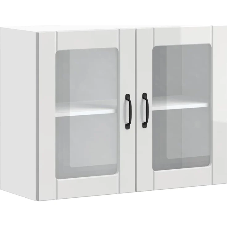 vidaXL Küchen-Hängeschrank mit Glastür Lucca Hochglanz-Weiß Holzwerkstoff 853849 – Bild 2
