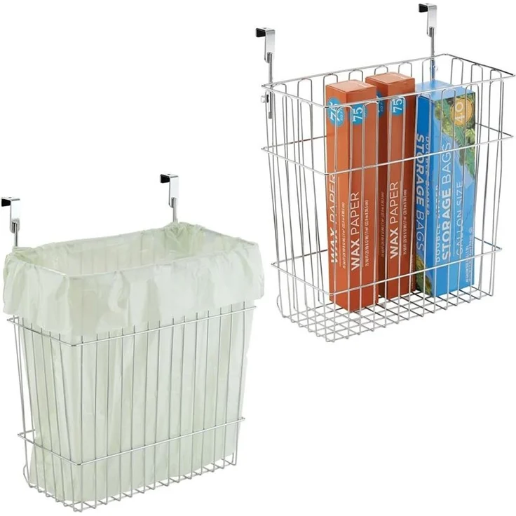 mDesign Hängekorb Schrankregal Aufbewahrungskorb Organizer 2er Set Metall Silber – Bild 1