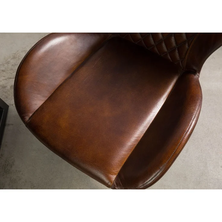 Stuhl Echtleder 61x52x86 braun IRON LABEL #112 – Bild 6