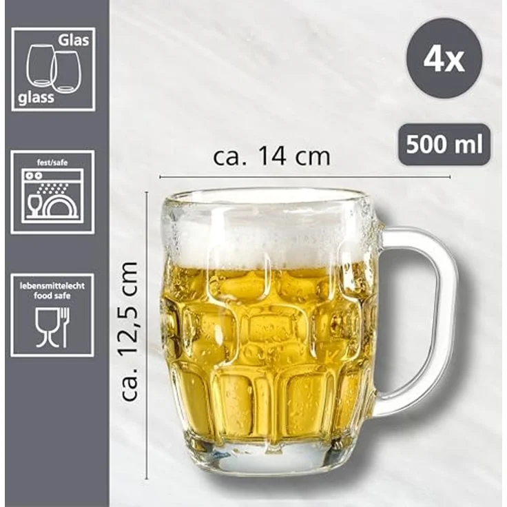 Ritzenhoff & Breker Bierkrug Luis, 4-tlg, Glas, 4er Set, je 500 ml – Bild 2