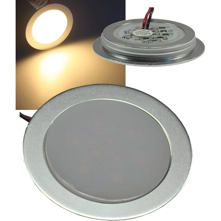 LED Einbauleuchte EBL Slim IP67,1W, 50lm, Alu matt, warmweiß, Ø55mm – Bild 1