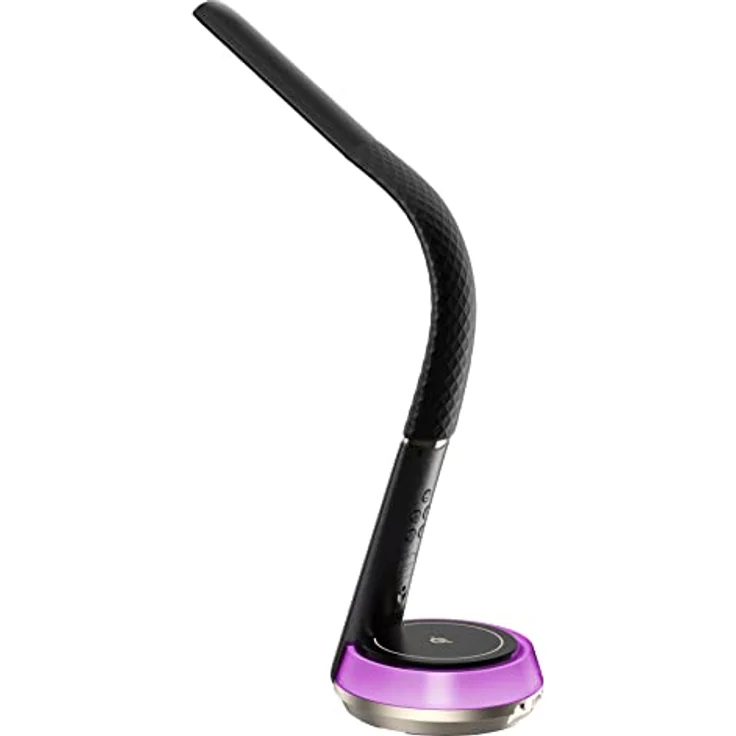 Northpoint LED Schreibtischlampe Lederoptik mit QI-Ladestation, Touch dimmbar, Warm-/Kaltweiß, Uhranzeige, Schwarz – Bild 3