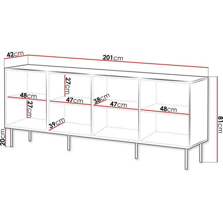 Mirjan24 'Trigev' Kommode mit 4 Drehtüren, Laminatplatte nuss warmia, 81 x 42 x 201 cm – Bild 5