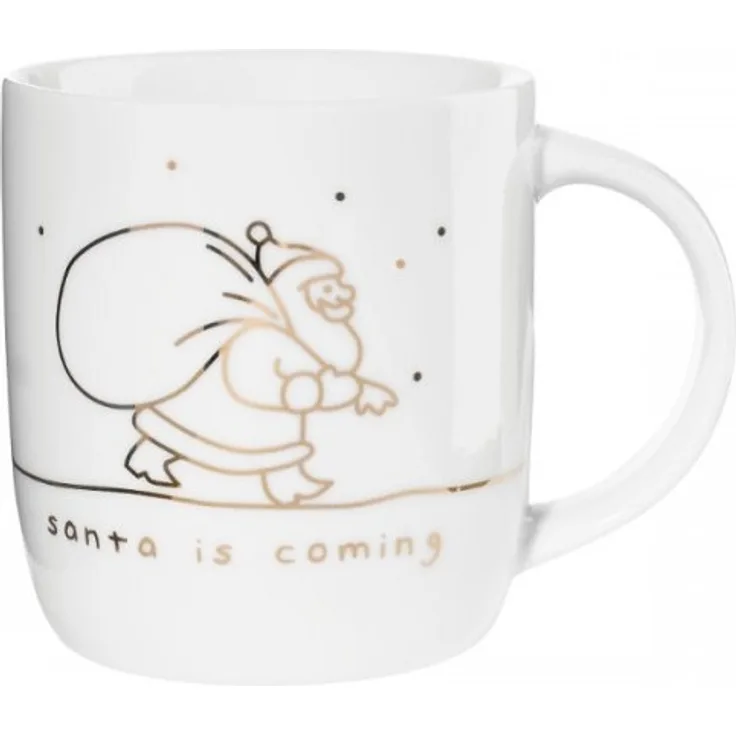ASA Selection linia Henkelbecher Santa Is Coming, Kaffeetasse, Becher, Kaffee Tasse, Tee, Fine Bone China, Weiß Glänzend, 350 ml, 18065414