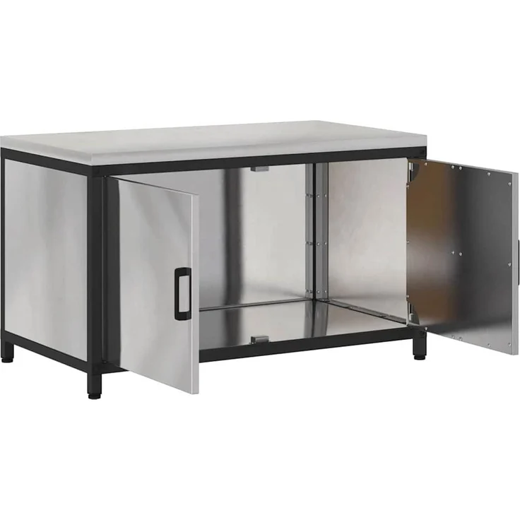vidaXL Küchenaufbewahrung mit Regal Silber 60 x 50 x 92 cm Stahl 875000 – Bild 7