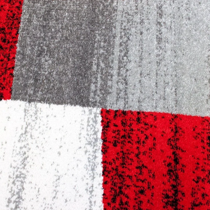 Vimoda Teppich Geometrisches Muster Meliert, Kariert, Rechteckig, Läufer, Teppich Wohnzimmer, Schlafzimmer, Kachel Optik, Rot Lila Beige – Bild 5