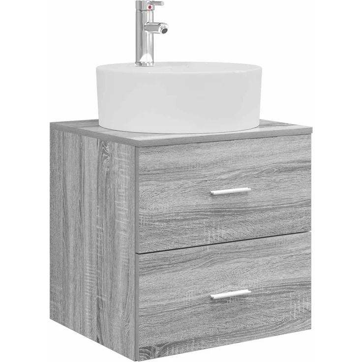 vidaXL Wandmontiertes Badezimmerschrank-Set 3 stk. Grau Sonoma 3405872 – Bild 4
