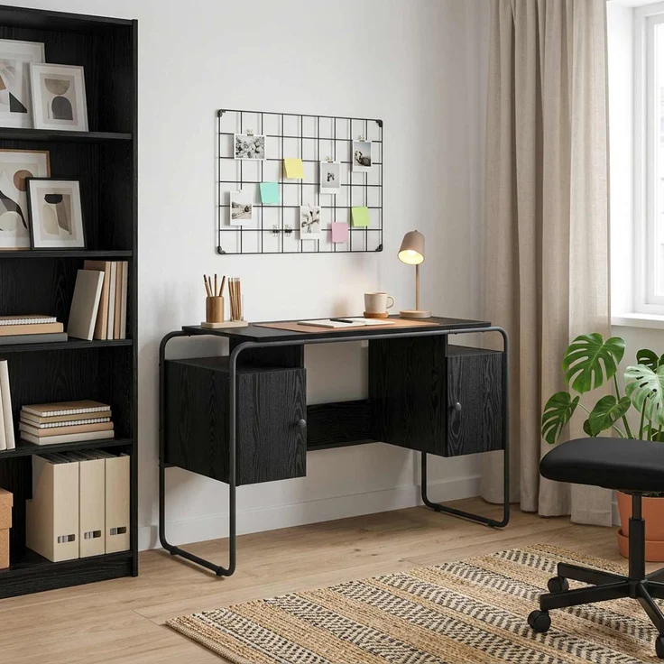vidaXL Schreibtisch mit Stauraum Schwarz Eichen-Optik 8008038 – Bild 1