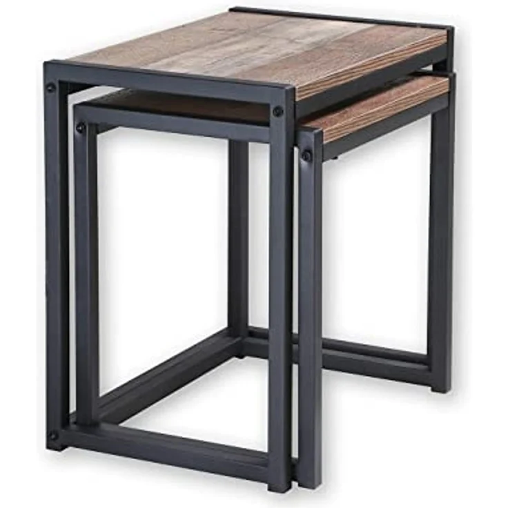 Set de 2 Tables basses Gigognes décor Chêne et métal Noir - Riverside – Bild 5