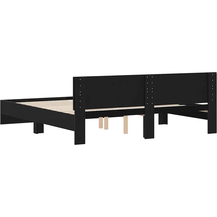 vidaXL Bettgestell mit Kopfteil Schwarz Eichen-Optik 180 x 200 cm 3378501 – Bild 7