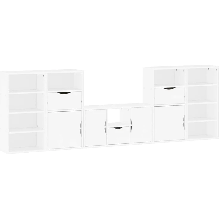 vidaXL 5-tlg. Wohnwand mit Stauraum ODDA Weiß Massivholz Kiefer 3365379 – Bild 1